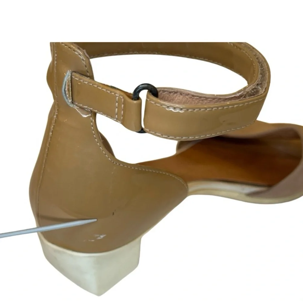 Camper Heel Tan Velcro Ankle Strap suede and patent low heel sandals size 39 8.5 - Picture 7 of 12